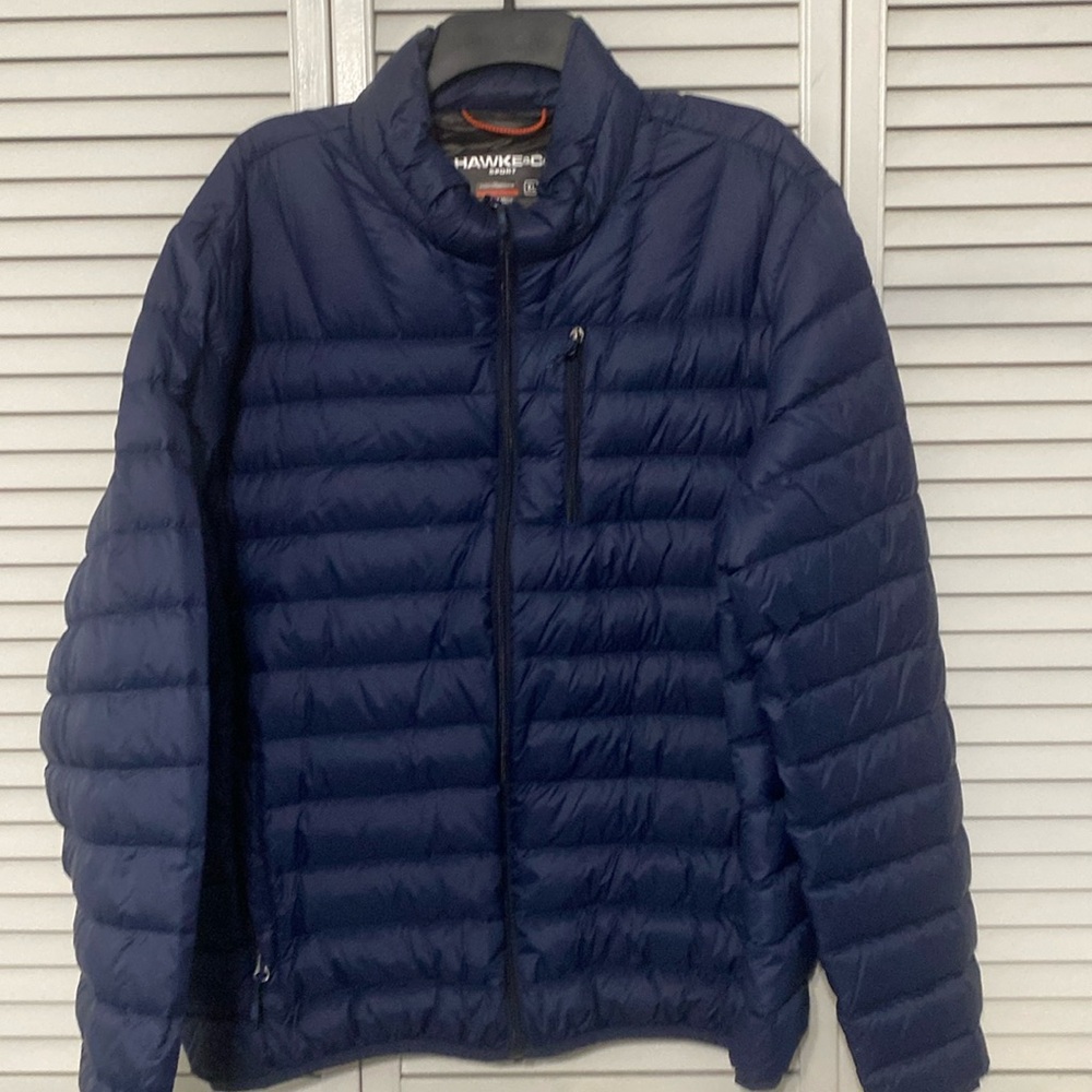 Men’s lightweight, puffer jacket, navy blue